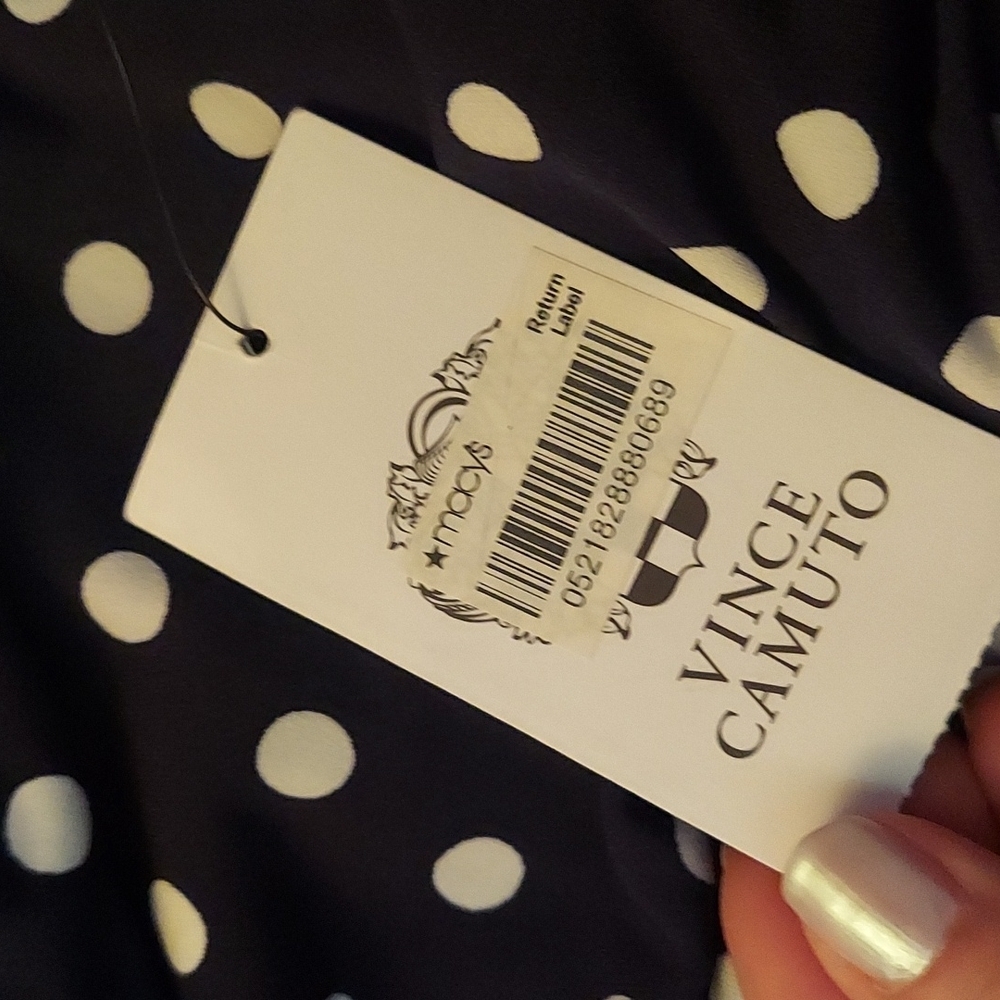 Vince Camuto NEW Polkadot Dress Navy Small - Picture 7 of 11